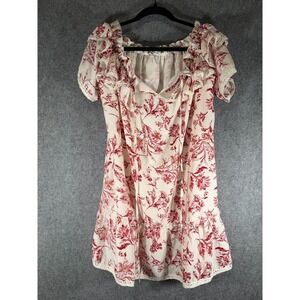 Uli Herzner floral dress Women XS Red Floral Ruffle Mini Tiered Feminine